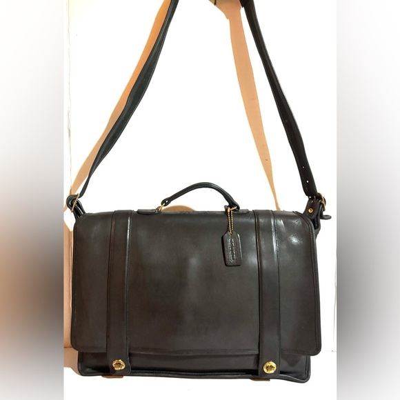 Coach vintage unisex Black Leather messenger, briefcase  Bag - Picture 1 of 12